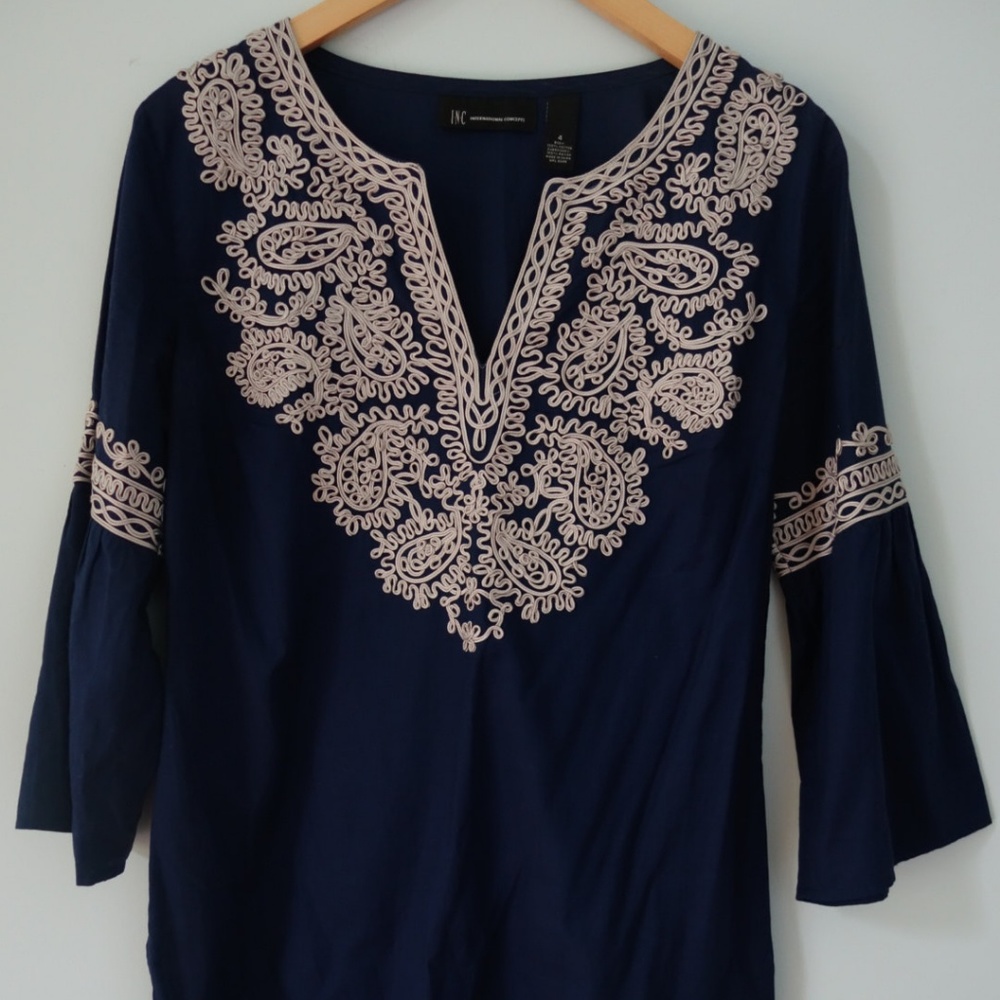 INC embroidered tunic top
